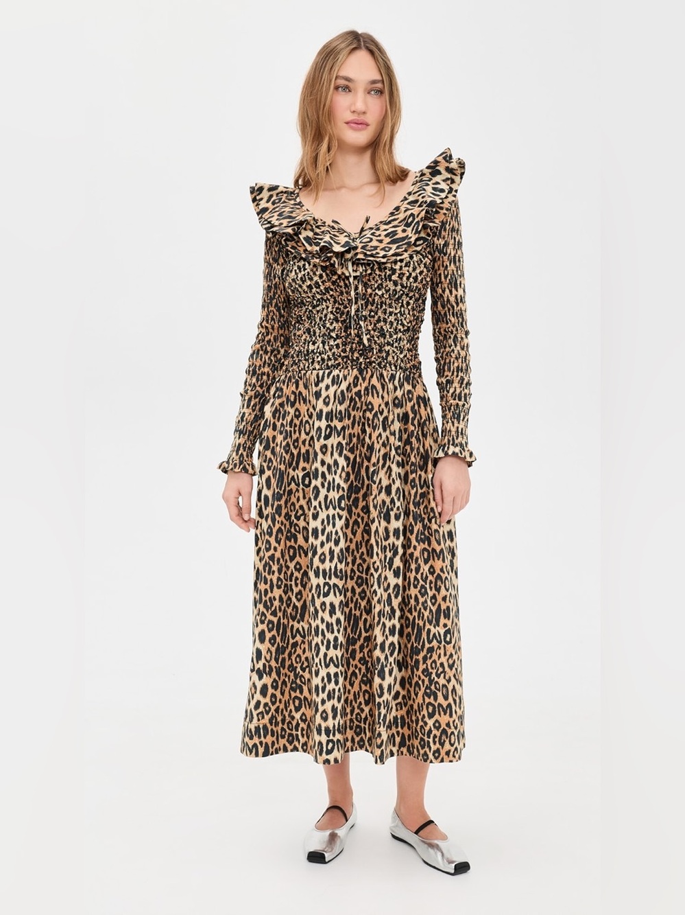 Damson Madder Harper Shirred Midi Dress